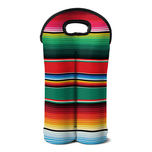 Colorful Mexican Blanket Pattern Print Double Neoprene Wine Tote