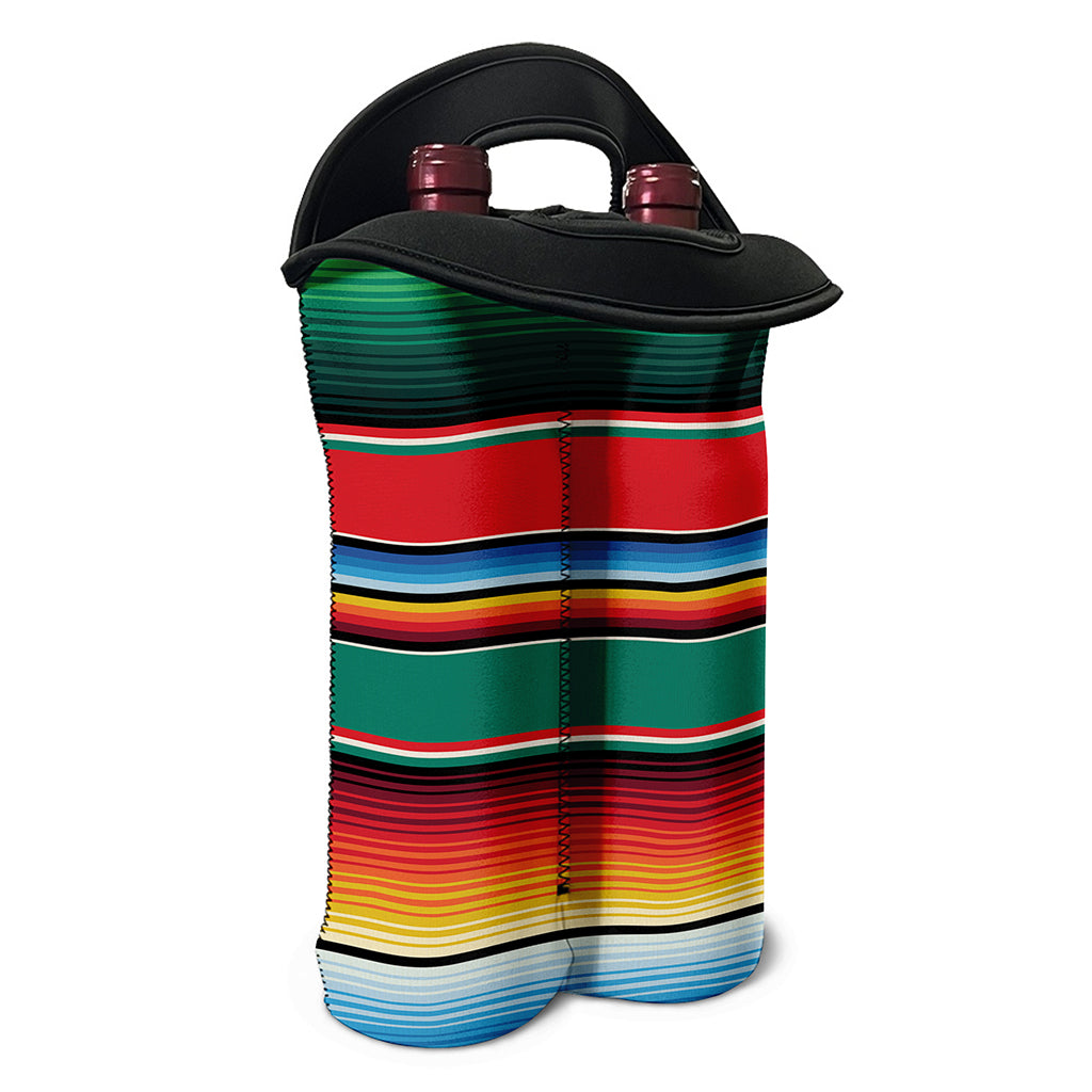 Colorful Mexican Blanket Pattern Print Double Neoprene Wine Tote