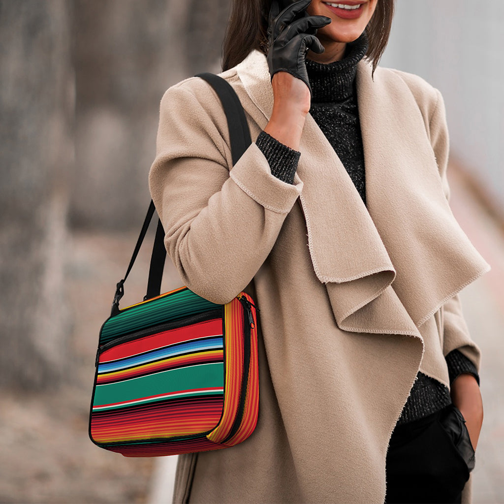 Colorful Mexican Blanket Pattern Print Double Strap Bible Bag