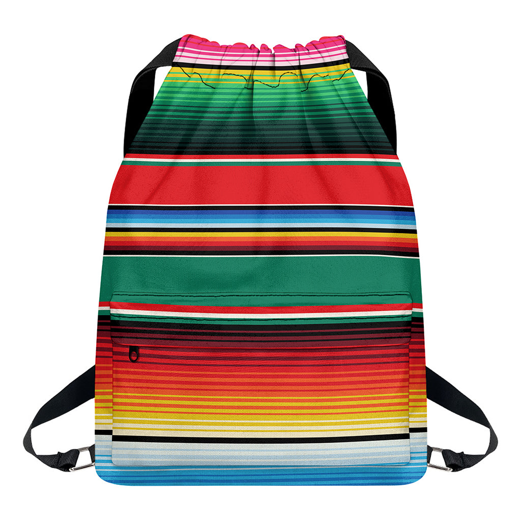 Colorful Mexican Blanket Pattern Print Drawstring Backpack