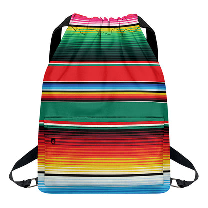 Colorful Mexican Blanket Pattern Print Drawstring Backpack