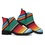 Colorful Mexican Blanket Pattern Print Flat Ankle Boots