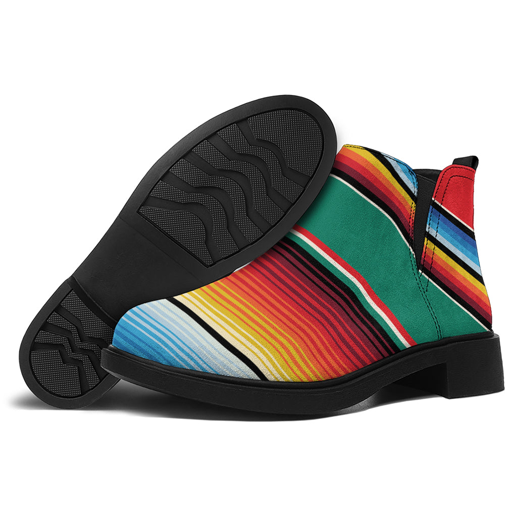 Colorful Mexican Blanket Pattern Print Flat Ankle Boots