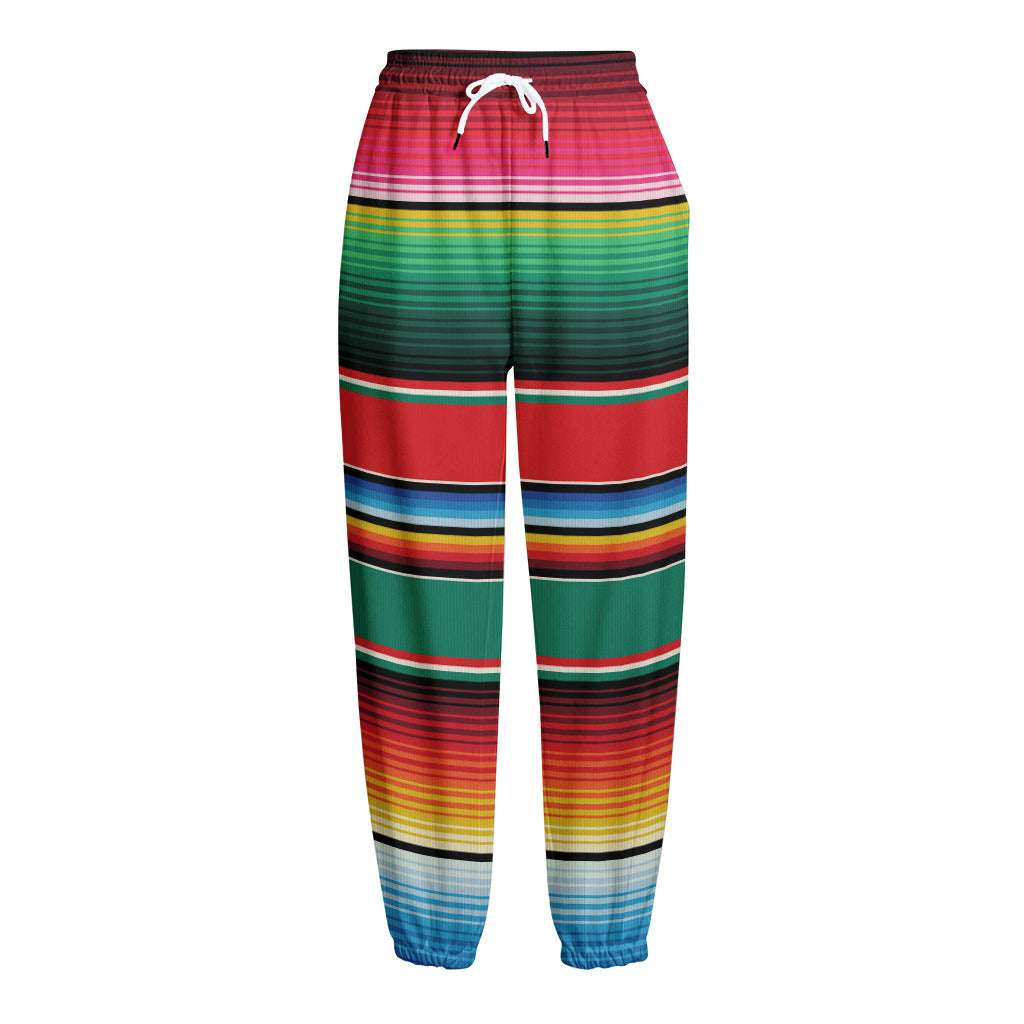 Colorful Mexican Blanket Pattern Print Fleece Lined Knit Pants