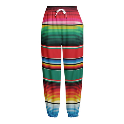 Colorful Mexican Blanket Pattern Print Fleece Lined Knit Pants