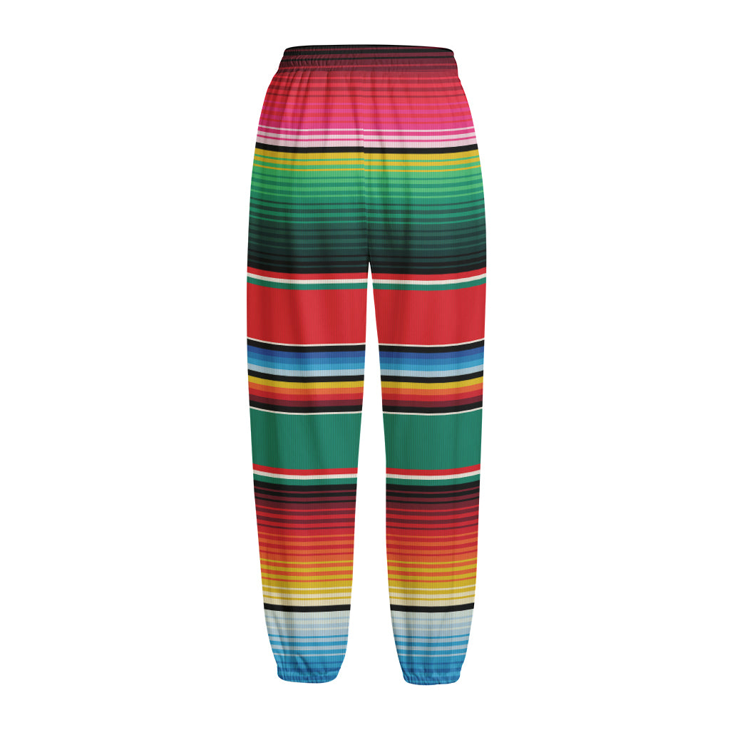Colorful Mexican Blanket Pattern Print Fleece Lined Knit Pants