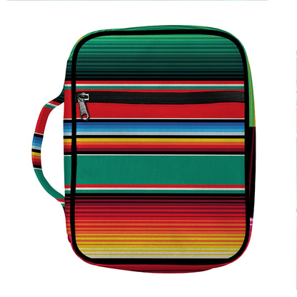 Colorful Mexican Blanket Pattern Print Front Pocket Bible Bag