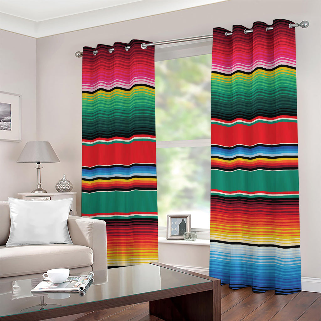 Colorful Mexican Blanket Pattern Print Grommet Curtains