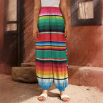Colorful Mexican Blanket Pattern Print Harem Pants