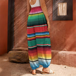 Colorful Mexican Blanket Pattern Print Harem Pants