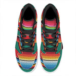 Colorful Mexican Blanket Pattern Print High Top Leather Sneakers