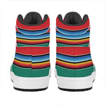 Colorful Mexican Blanket Pattern Print High Top Leather Sneakers