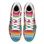 Colorful Mexican Blanket Pattern Print High Top Leather Sneakers