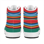 Colorful Mexican Blanket Pattern Print High Top Leather Sneakers