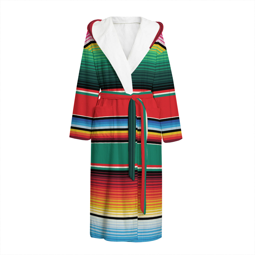 Colorful Mexican Blanket Pattern Print Hooded Bathrobe