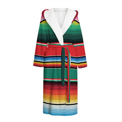 Colorful Mexican Blanket Pattern Print Hooded Bathrobe