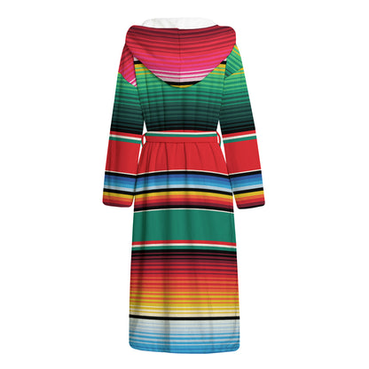 Colorful Mexican Blanket Pattern Print Hooded Bathrobe