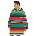 Colorful Mexican Blanket Pattern Print Hoodie Blanket