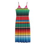 Colorful Mexican Blanket Pattern Print Jersey Midi Cami Dress