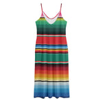 Colorful Mexican Blanket Pattern Print Jersey Midi Cami Dress