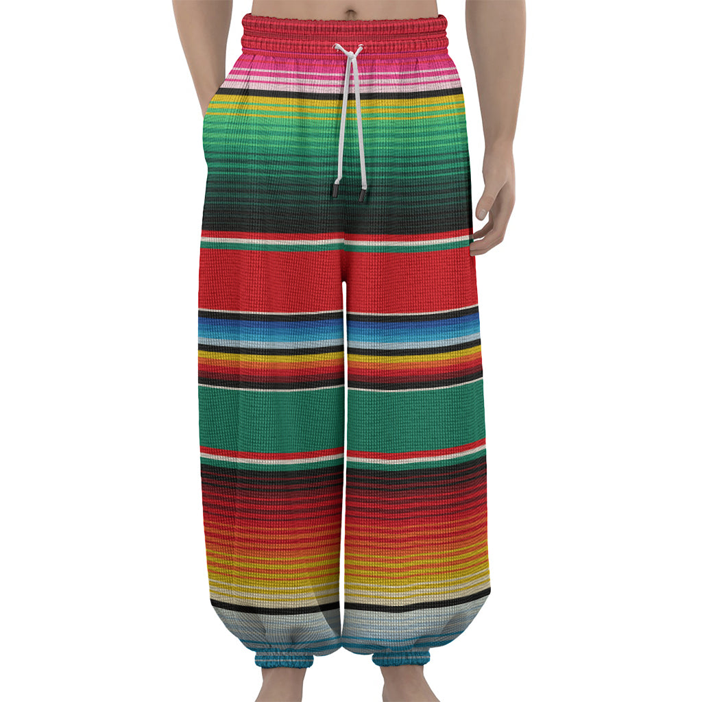 Colorful Mexican Blanket Pattern Print Lantern Pants