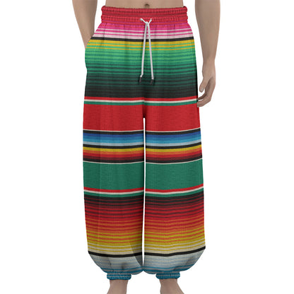 Colorful Mexican Blanket Pattern Print Lantern Pants