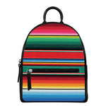 Colorful Mexican Blanket Pattern Print Leather Backpack
