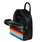 Colorful Mexican Blanket Pattern Print Leather Backpack
