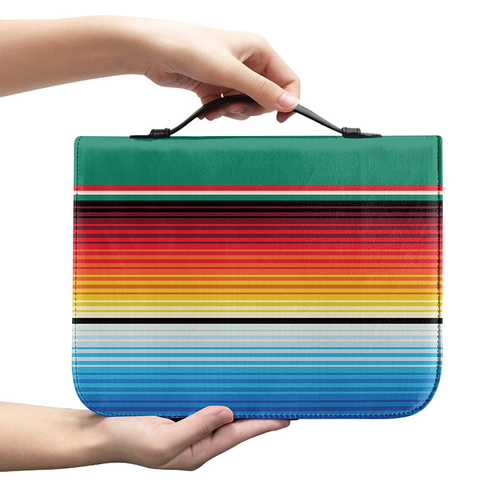 Colorful Mexican Blanket Pattern Print Leather Bible Cover