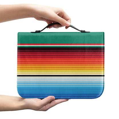 Colorful Mexican Blanket Pattern Print Leather Bible Cover