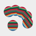 Colorful Mexican Blanket Pattern Print Leather Coaster Set
