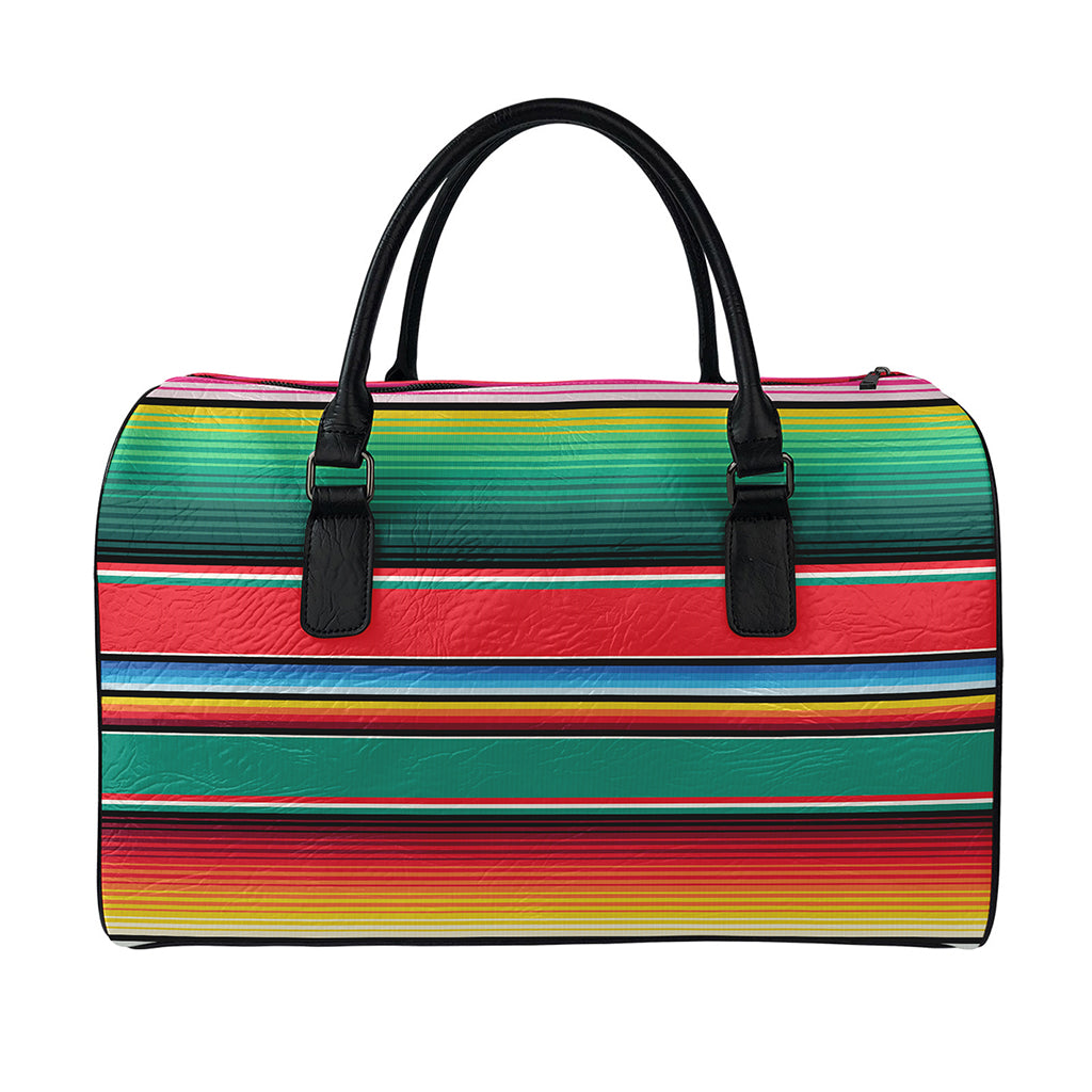 Colorful Mexican Blanket Pattern Print Leather Duffle Bag