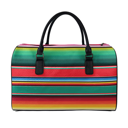 Colorful Mexican Blanket Pattern Print Leather Duffle Bag