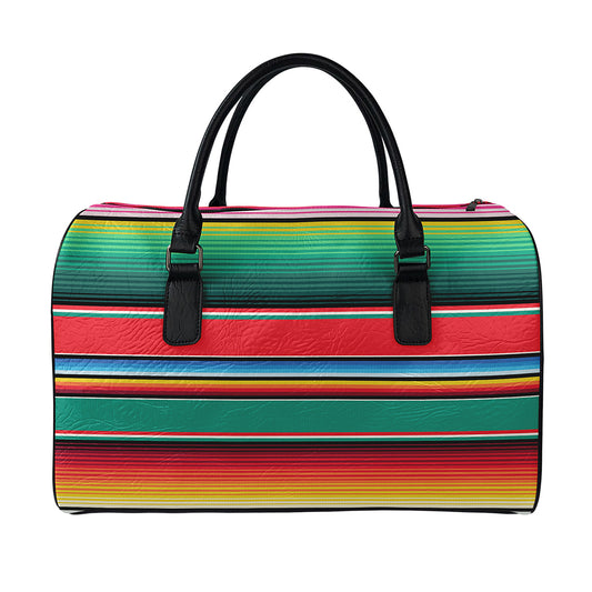 Colorful Mexican Blanket Pattern Print Leather Duffle Bag