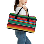 Colorful Mexican Blanket Pattern Print Leather Duffle Bag