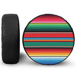 Colorful Mexican Blanket Pattern Print Leather Spare Tire Cover