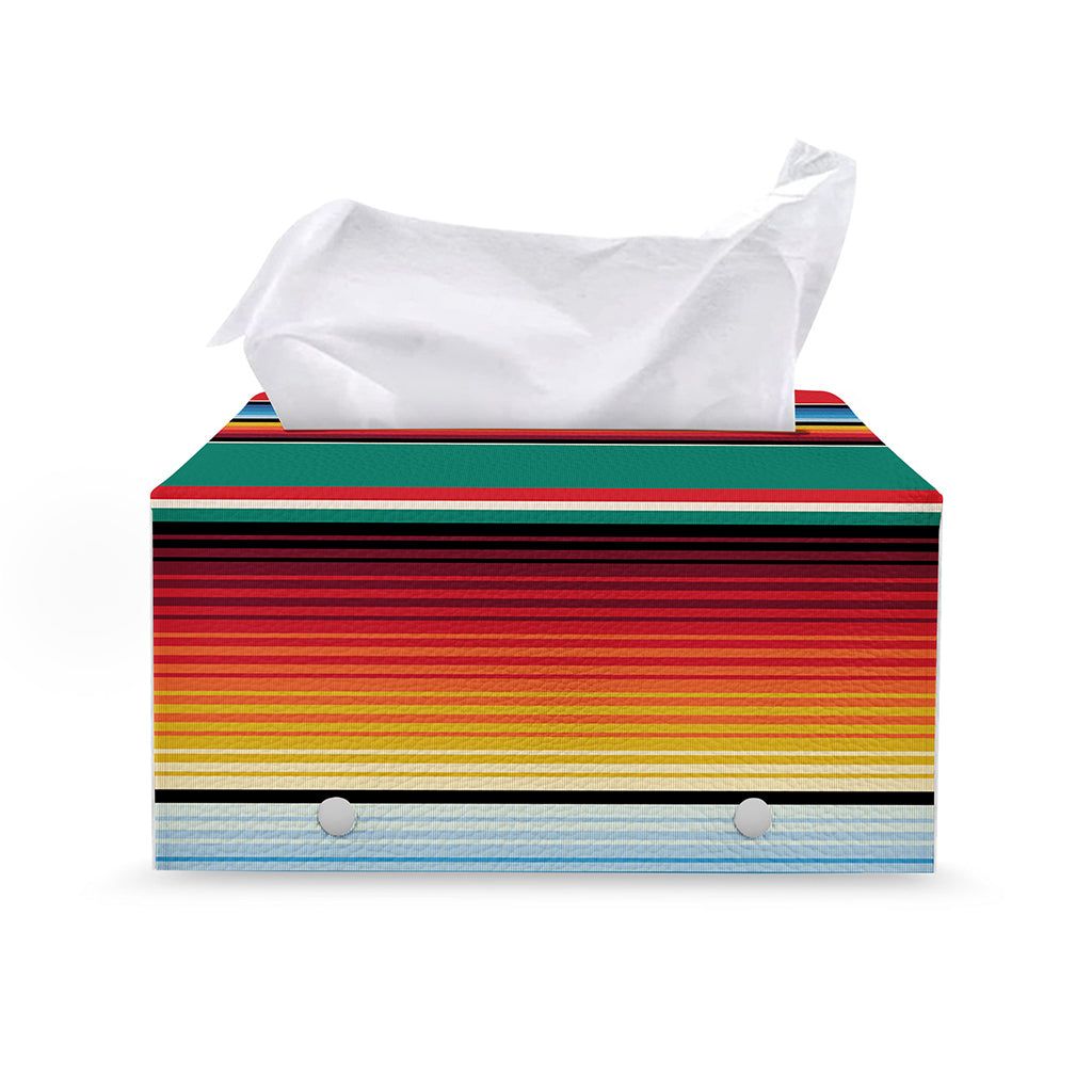 Colorful Mexican Blanket Pattern Print Leather Tissue Box Cover