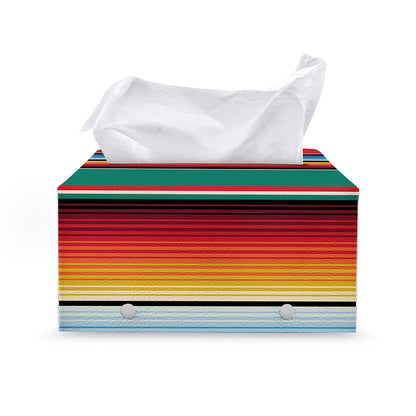 Colorful Mexican Blanket Pattern Print Leather Tissue Box Cover
