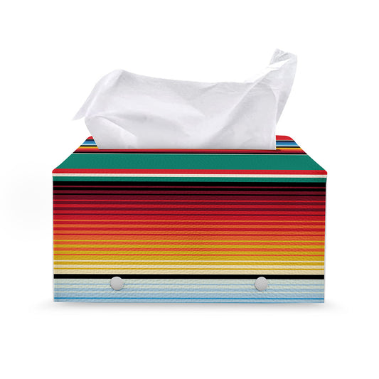 Colorful Mexican Blanket Pattern Print Leather Tissue Box Cover