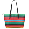 Colorful Mexican Blanket Pattern Print Leather Tote Bag With Zipper