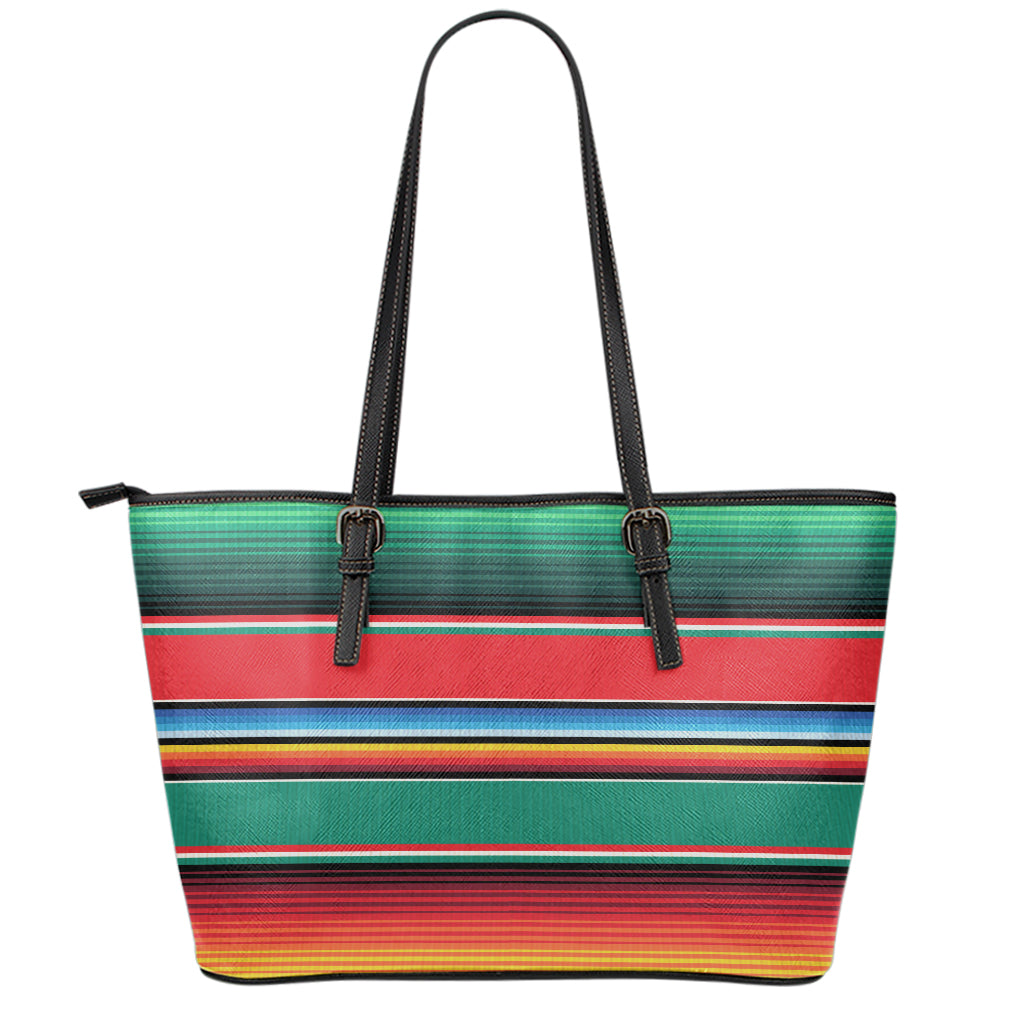 Colorful Mexican Blanket Pattern Print Leather Tote Bag