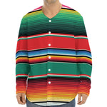 Colorful Mexican Blanket Pattern Print Long Sleeve Baseball Jersey