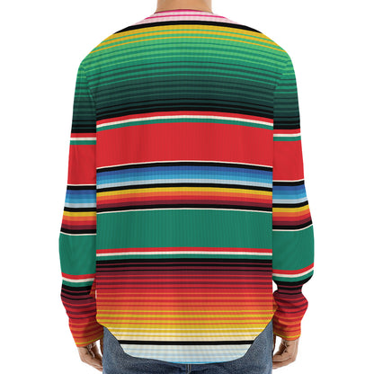 Colorful Mexican Blanket Pattern Print Long Sleeve Baseball Jersey