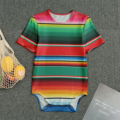 Colorful Mexican Blanket Pattern Print Men's Bodysuit