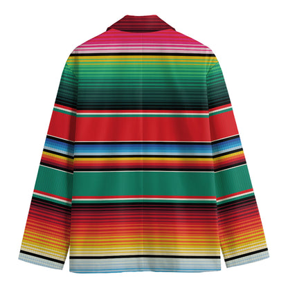 Colorful Mexican Blanket Pattern Print Men's Cotton Blazer