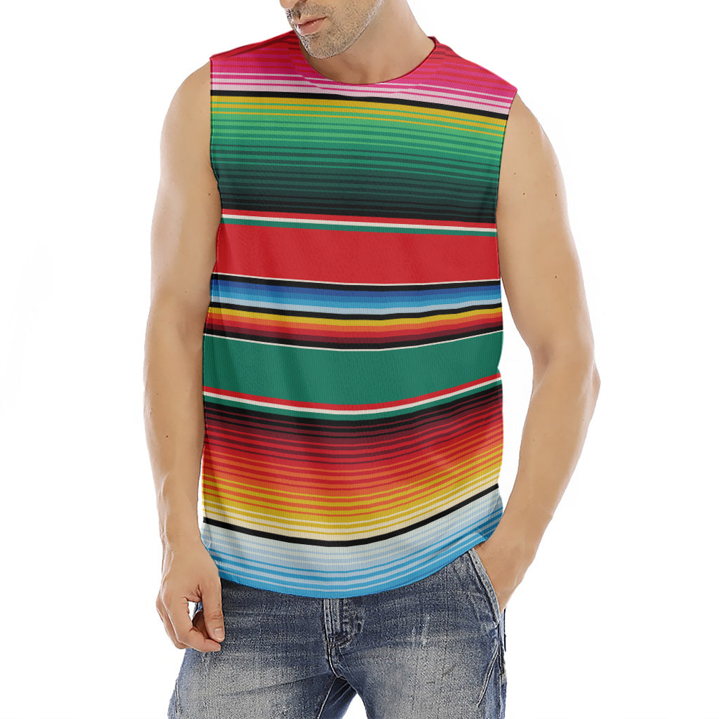 Colorful Mexican Blanket Pattern Print Men's Fitness Tank Top
