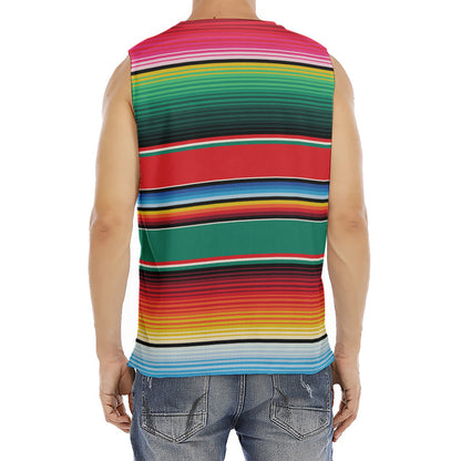 Colorful Mexican Blanket Pattern Print Men's Fitness Tank Top