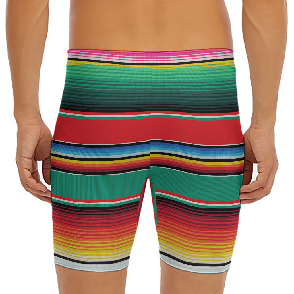 Colorful Mexican Blanket Pattern Print Men's Long Boxer Briefs