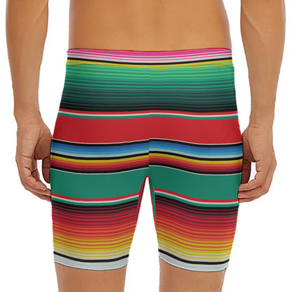 Colorful Mexican Blanket Pattern Print Men's Long Boxer Briefs