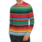 Colorful Mexican Blanket Pattern Print Men's Long Sleeve Rash Guard